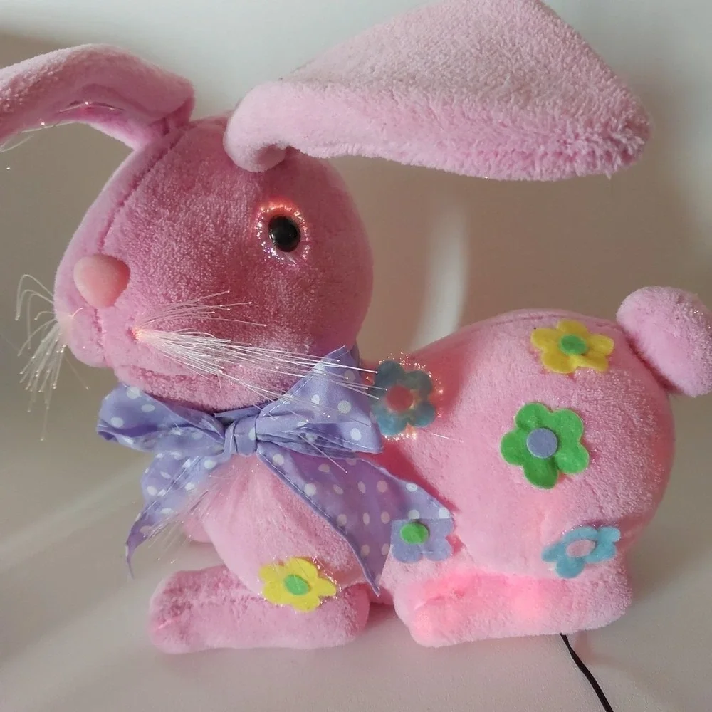 VTG Animatronic Fiber Optic Easter Parade Bunny Pink Flowers‎ TESTED/Works 11